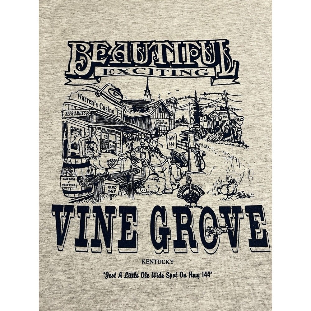 Vintage Y2K Vine Grove Kentucky Cartoon Map Souvenir T-Shirt 2XL Tennessee River